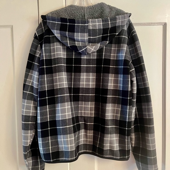 Raw Power Men’s Plaid Black Gray Sherpa Fleece Lined Zip up Hoodie, Size Large - Picture 2 of 10